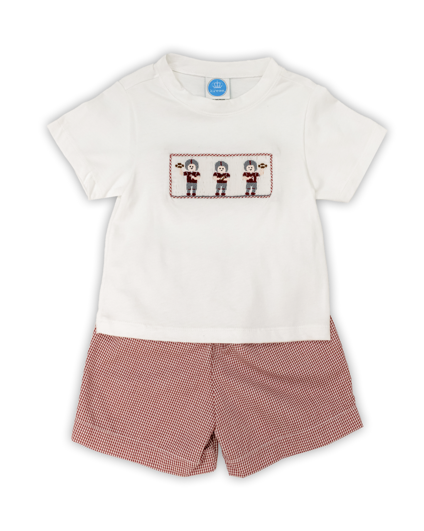 Maroon Smocked Football Players Short Set