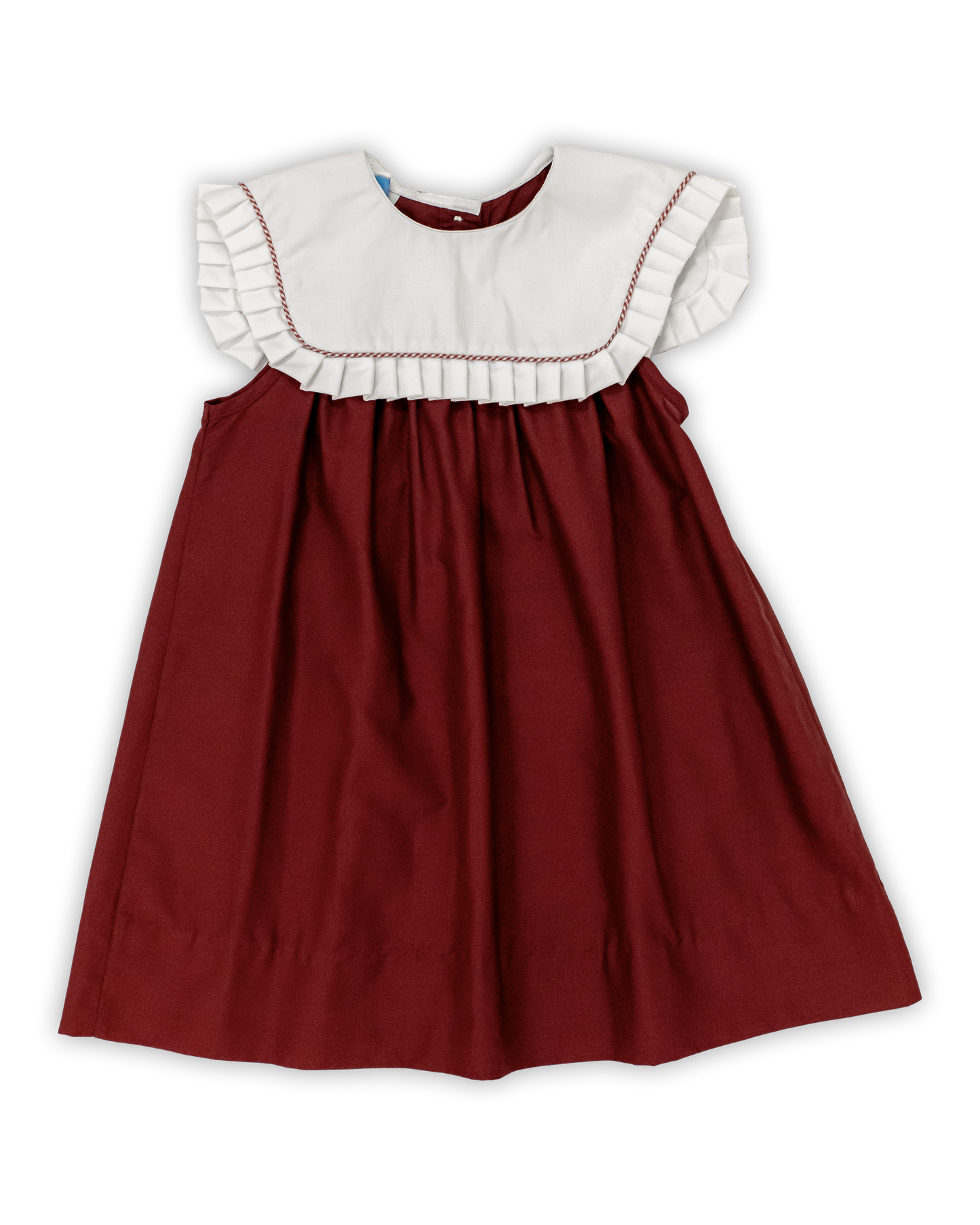 Maroon Dress with White Ruffle Collar