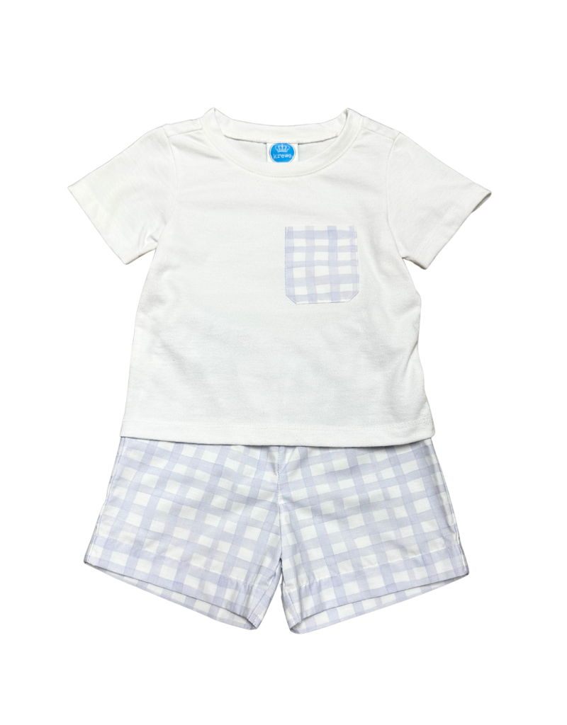 Watercolor Gingham Pocket Short Set