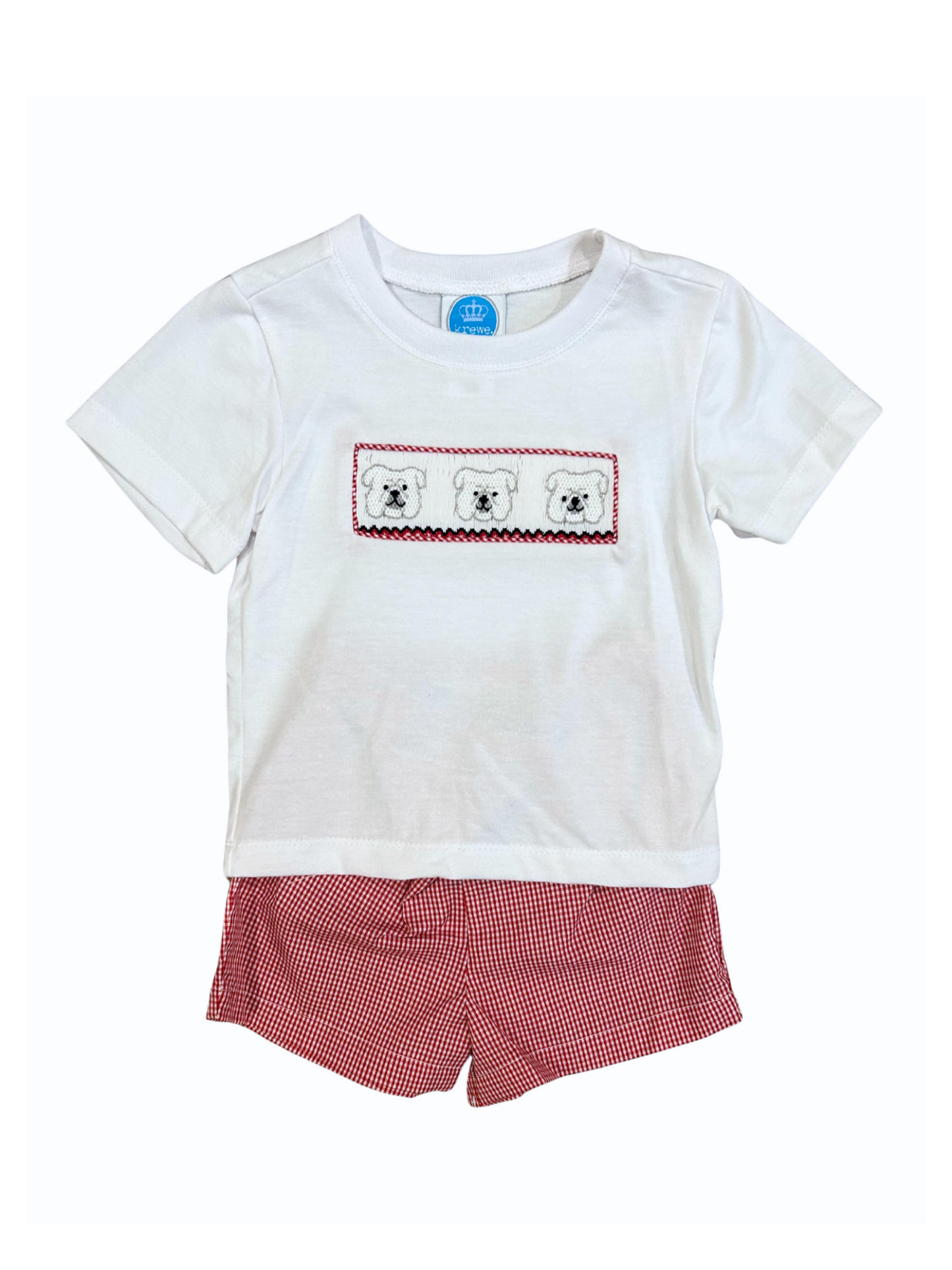 Red Bulldog Smock Short Set