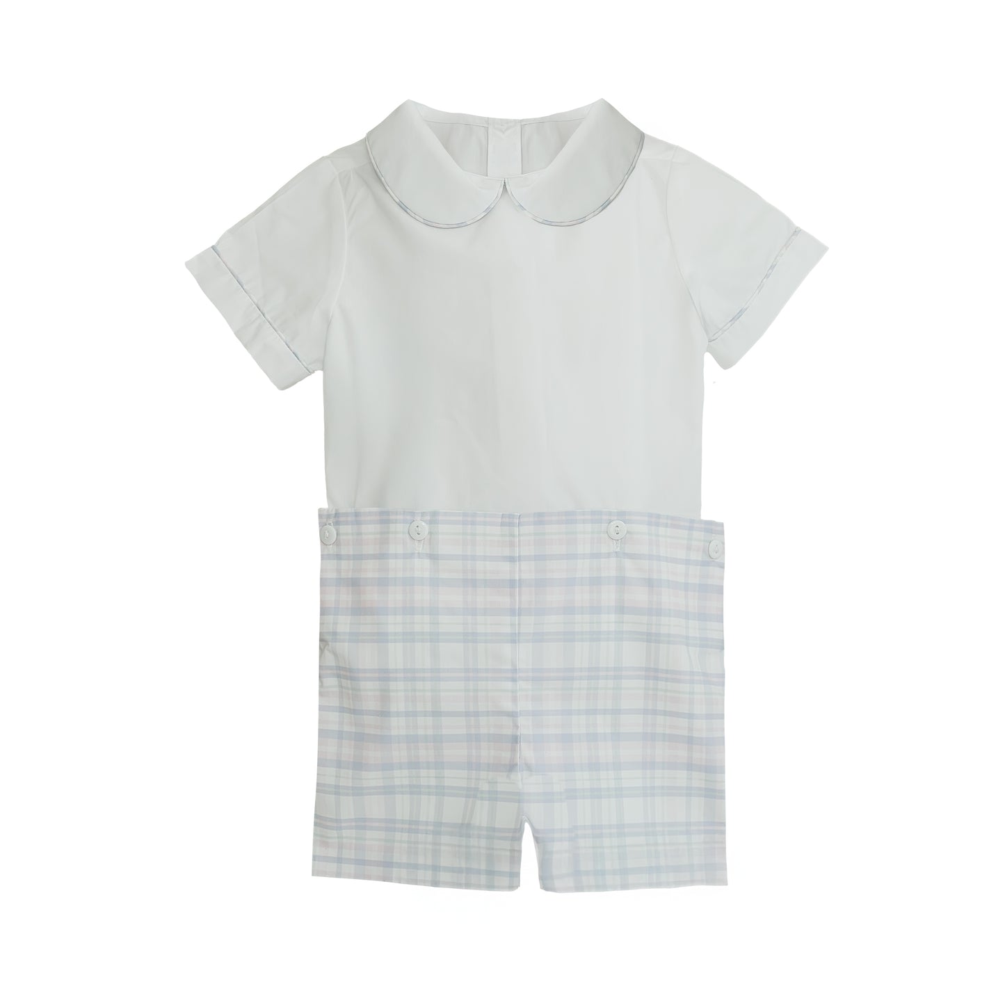 Evan Blue Spring Plaid Button on Short Set