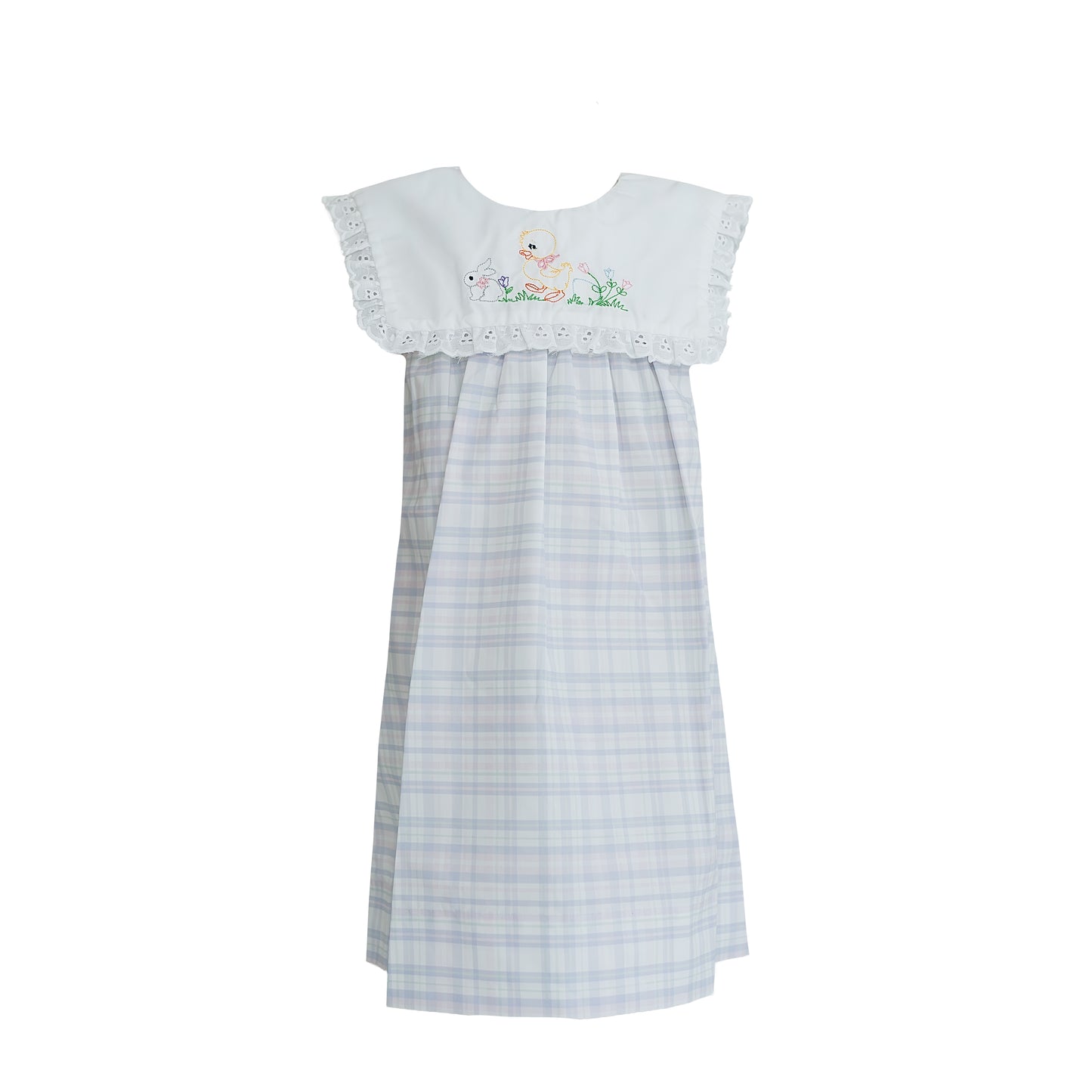 Emmie Vintage Chick and Bunny Blue Spring Plaid Dress