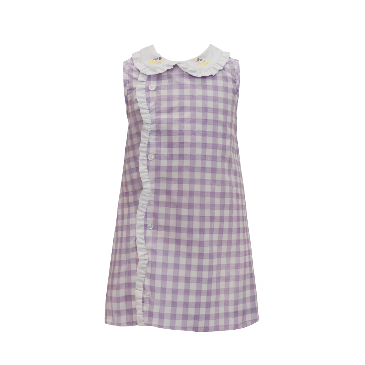 Watercolor Gingham Tiger Scallop Dress