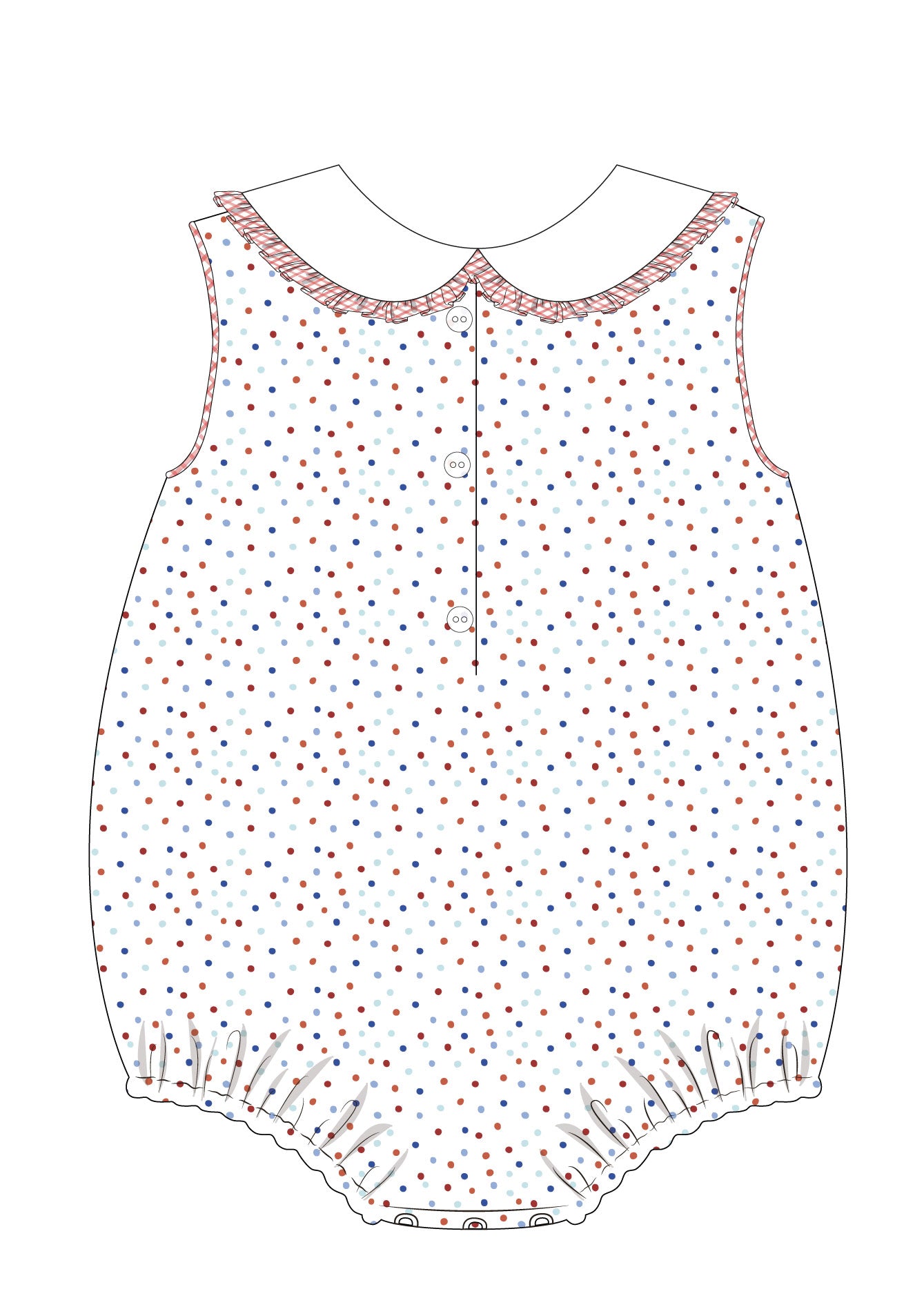 Emery Patriotic Dots Smocked Bubble