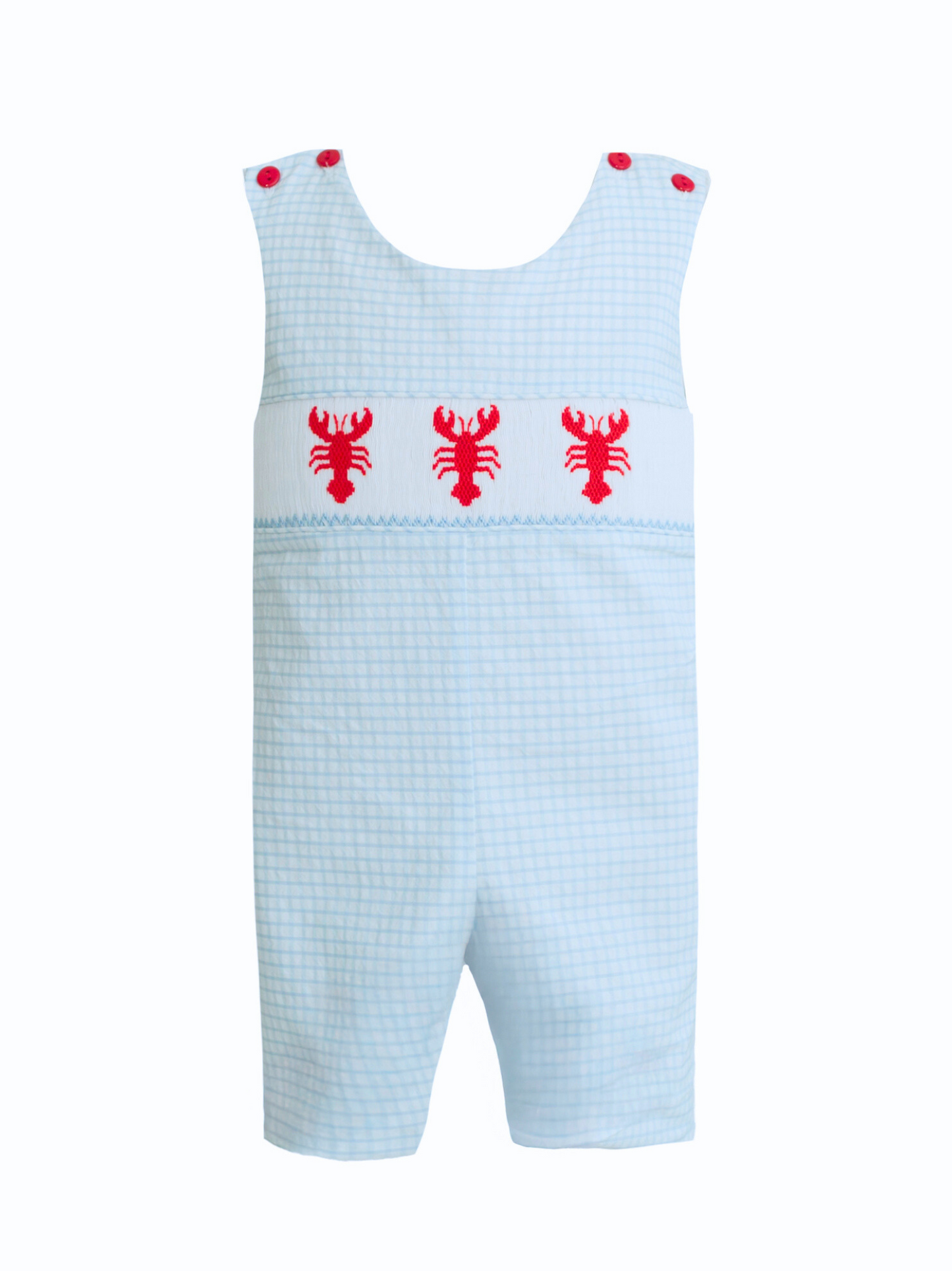 Ethan Blue Windowpane Seersucker Smocked Crawfish Jon Jon