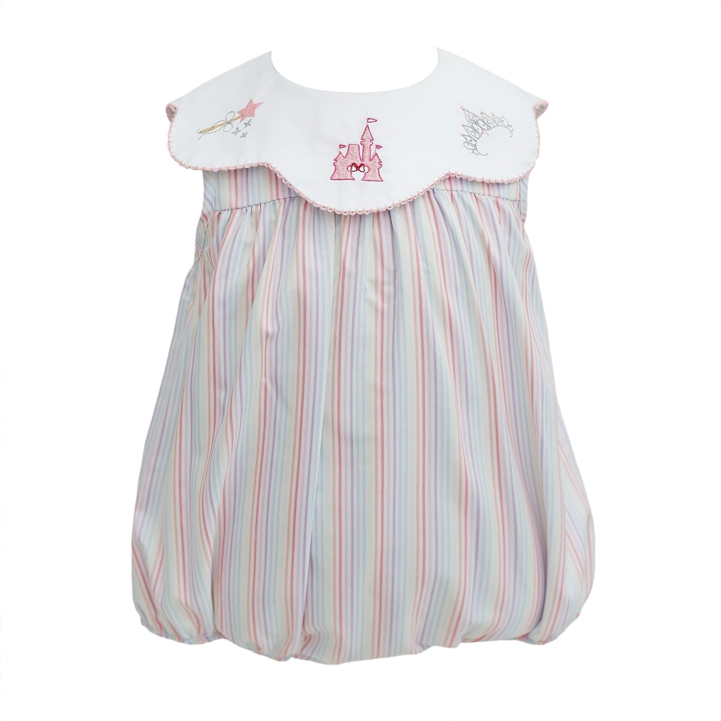 Stripe Scallop Collar Bubble with Magical Embroidery