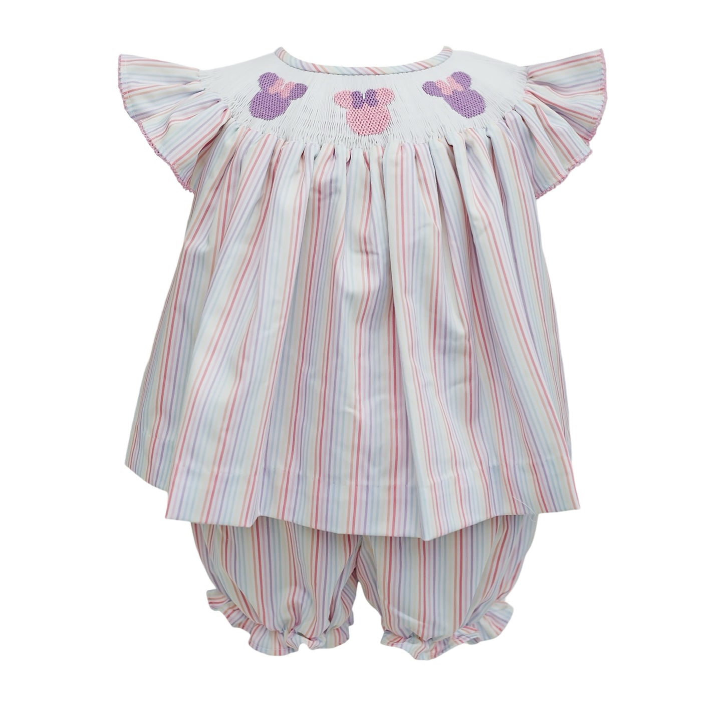 Bishop Smocked Minnie Stripe Bloomer Set