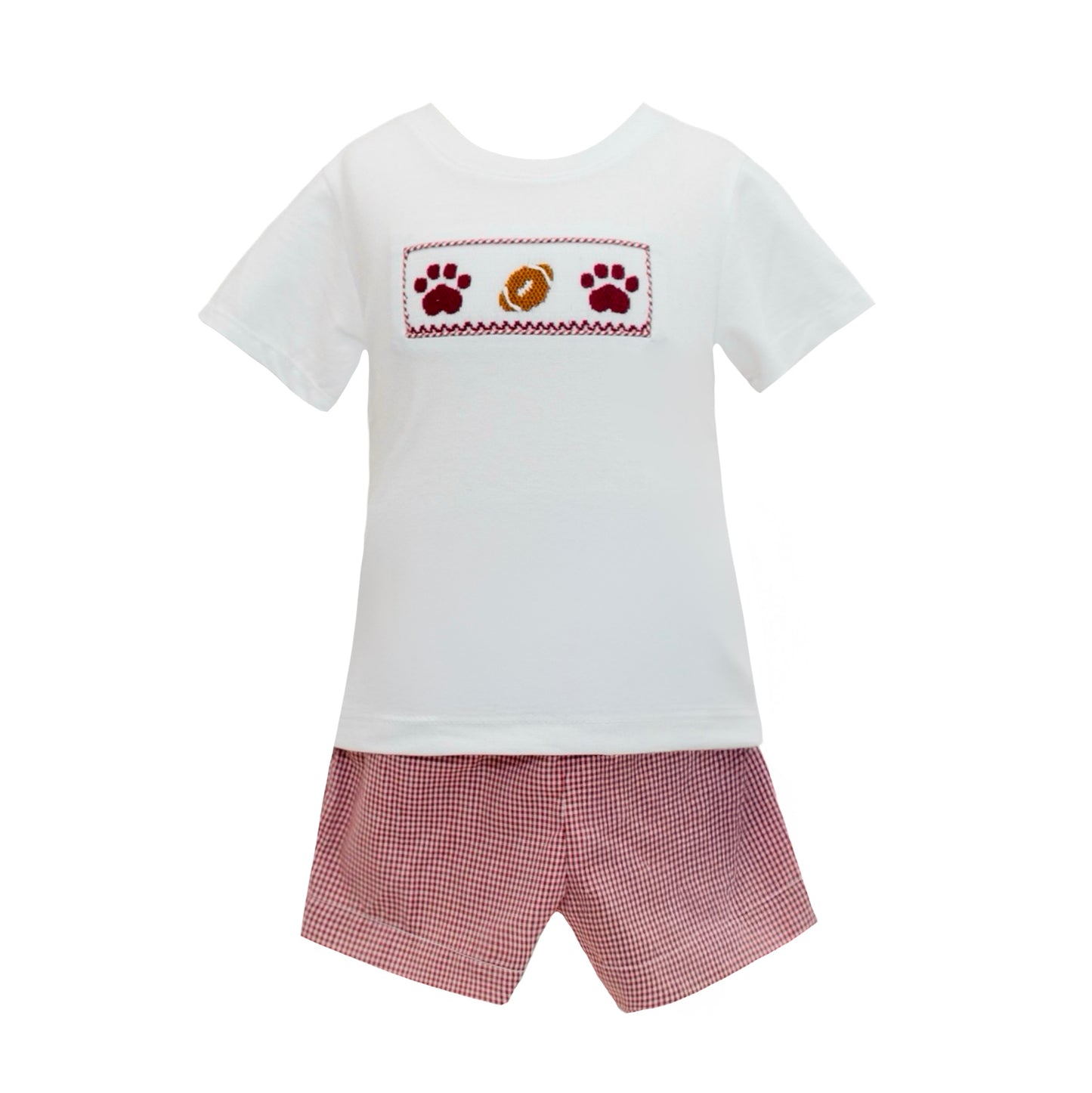 Maroon Gingham Spirit Trio Smock Short Set