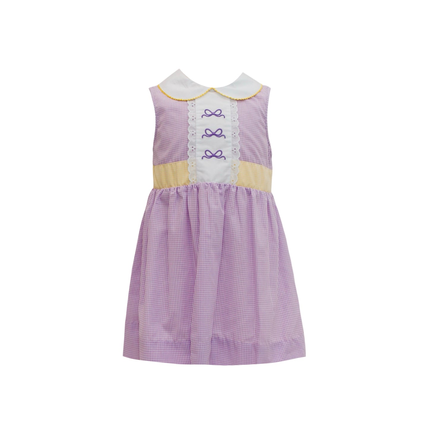 Purple and Gold Gingham Bow Dress