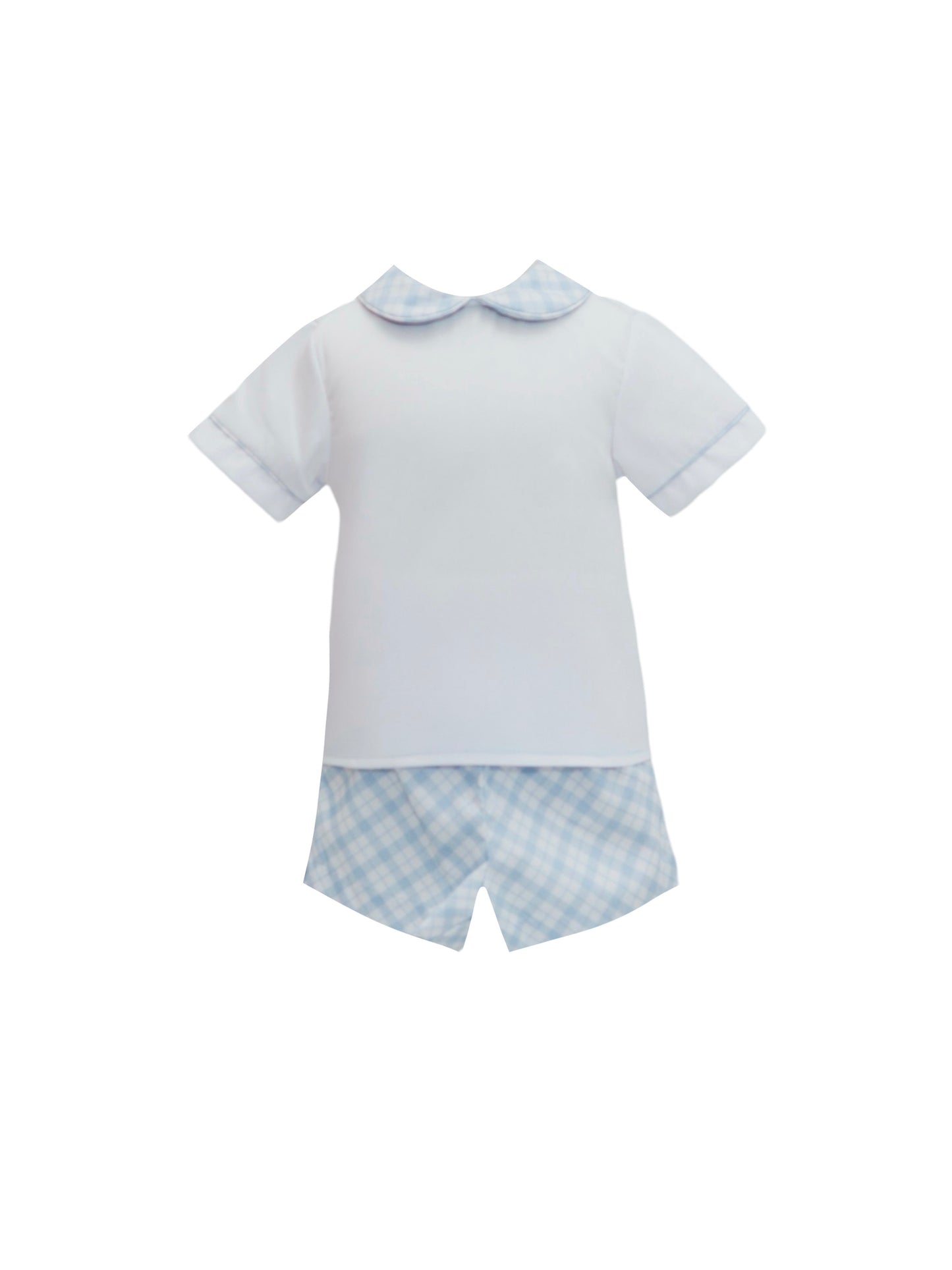 Blue Plaid Collared Short Set