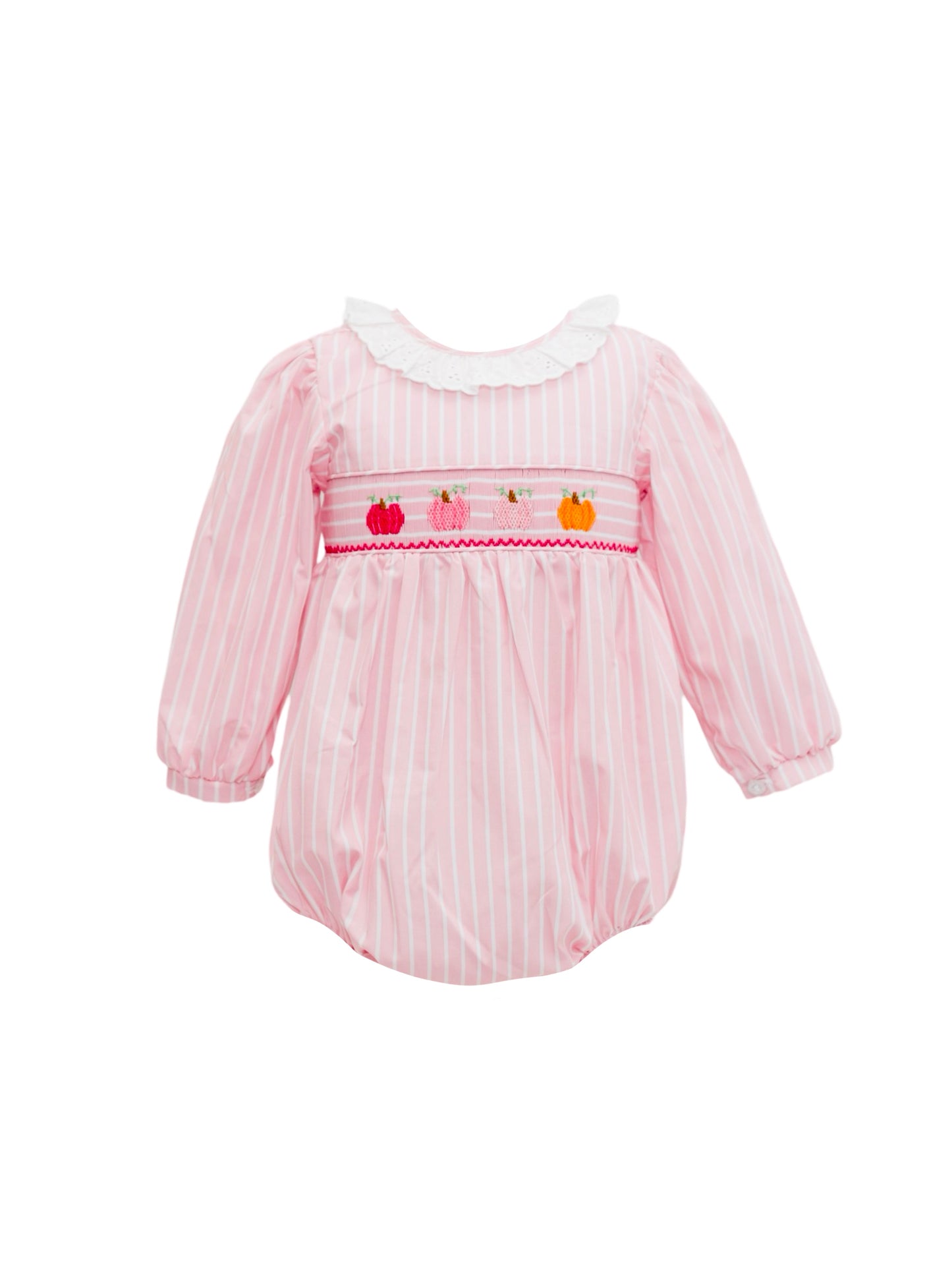 Pink Stripe Pumpkin Smock Long Sleeve Bubble