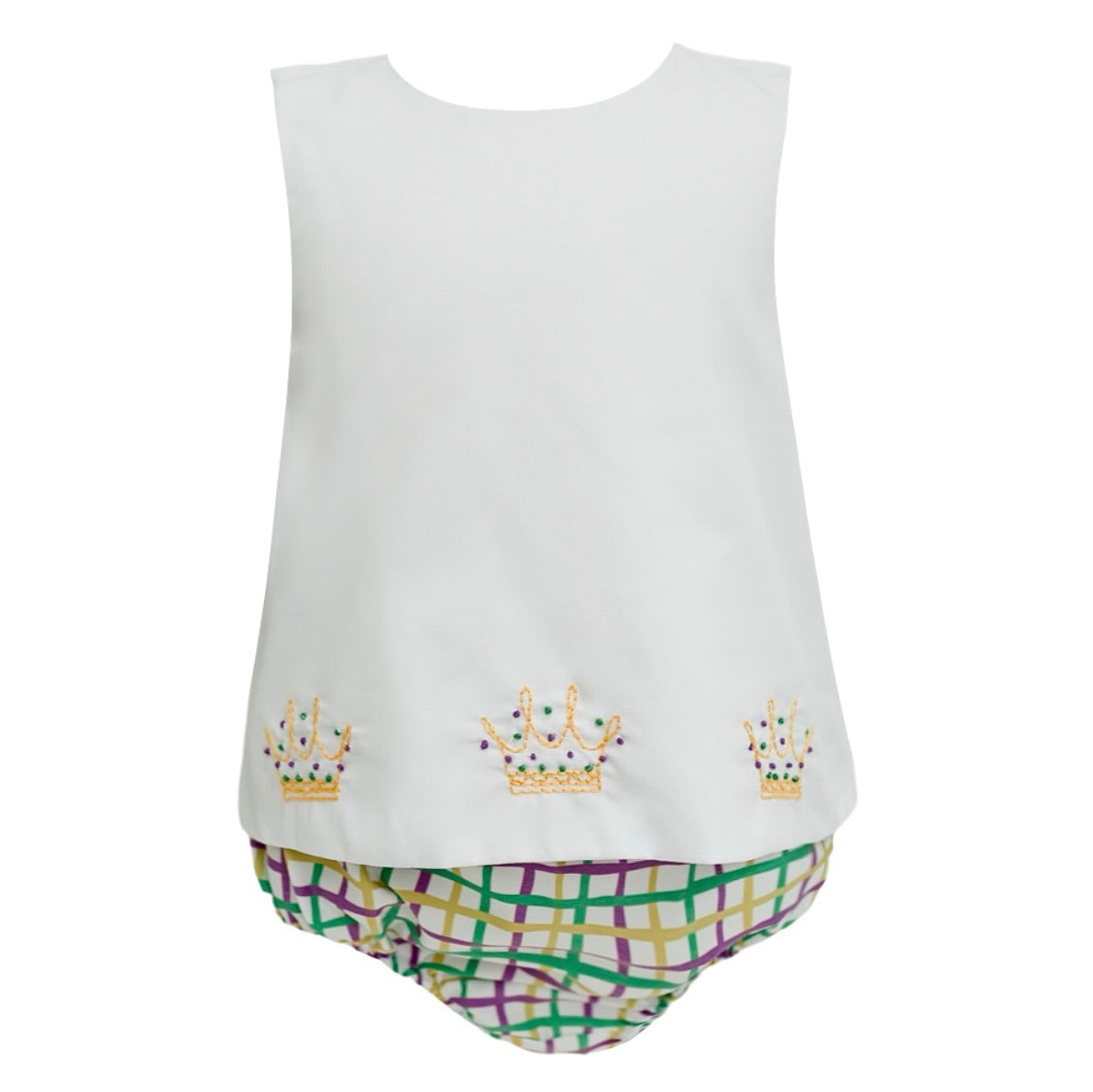 Mardi Gras Plaid Crown Diaper Set