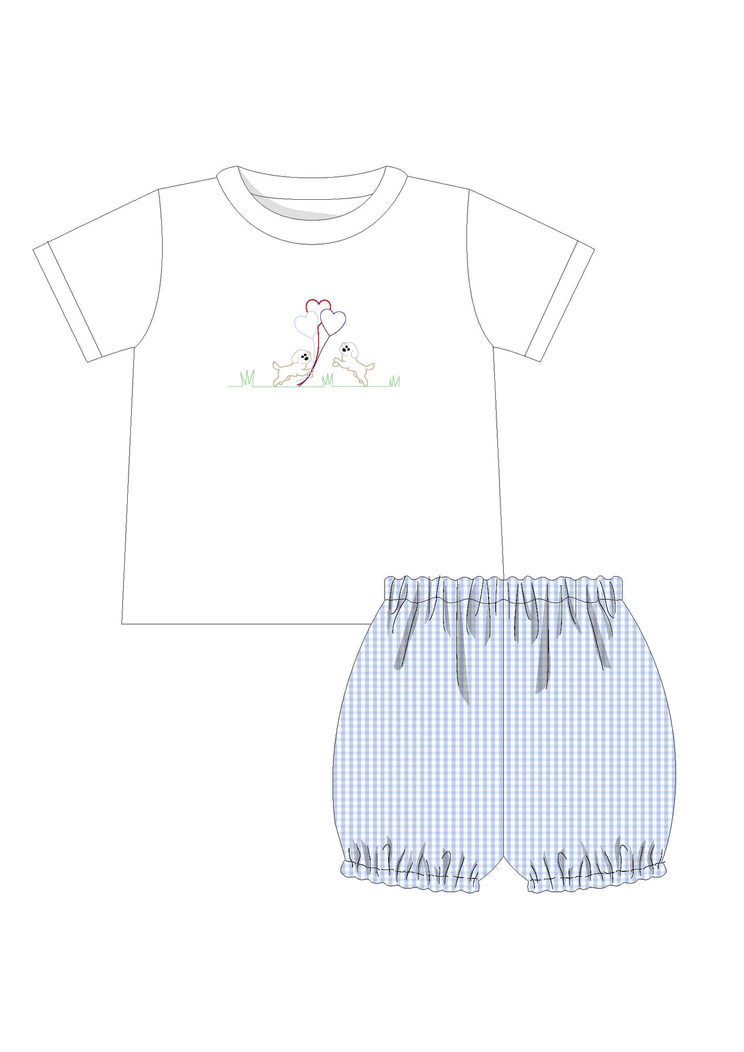 Tyler Puppy Play Hearts BLOOMER Short Set