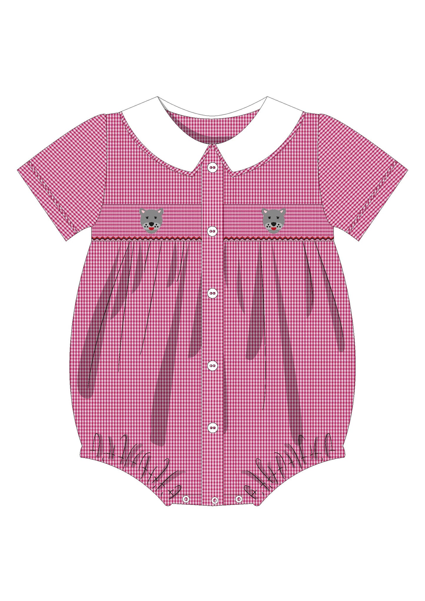 Miller Smocked Bubble, Red Gingham Wolfpack