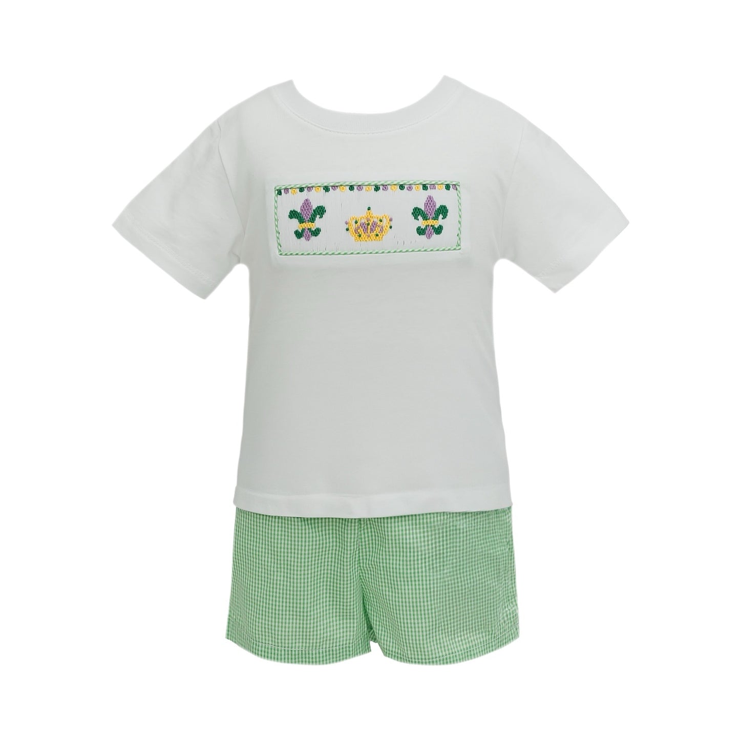 Green Smocked Crown Short Set