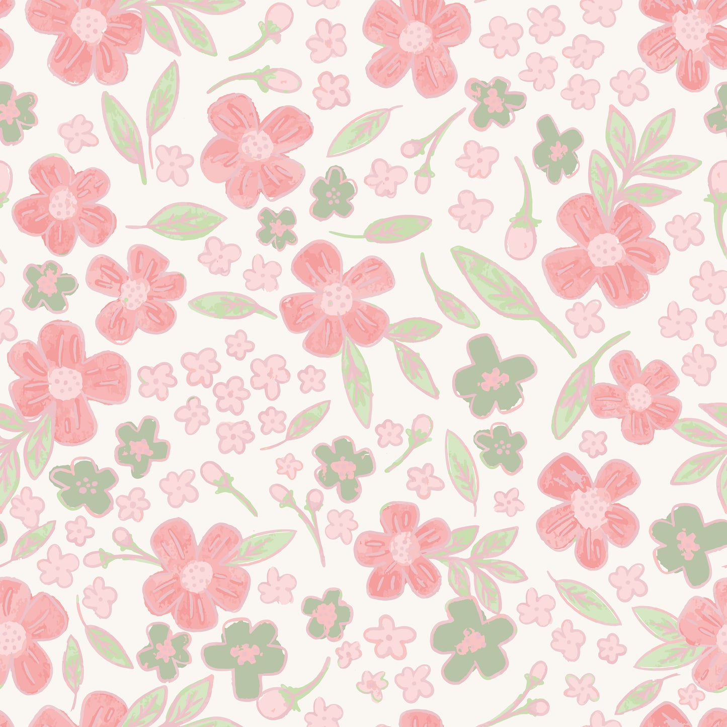 Eloise Ditsy Peach Floral Bishop Smocked Bubble