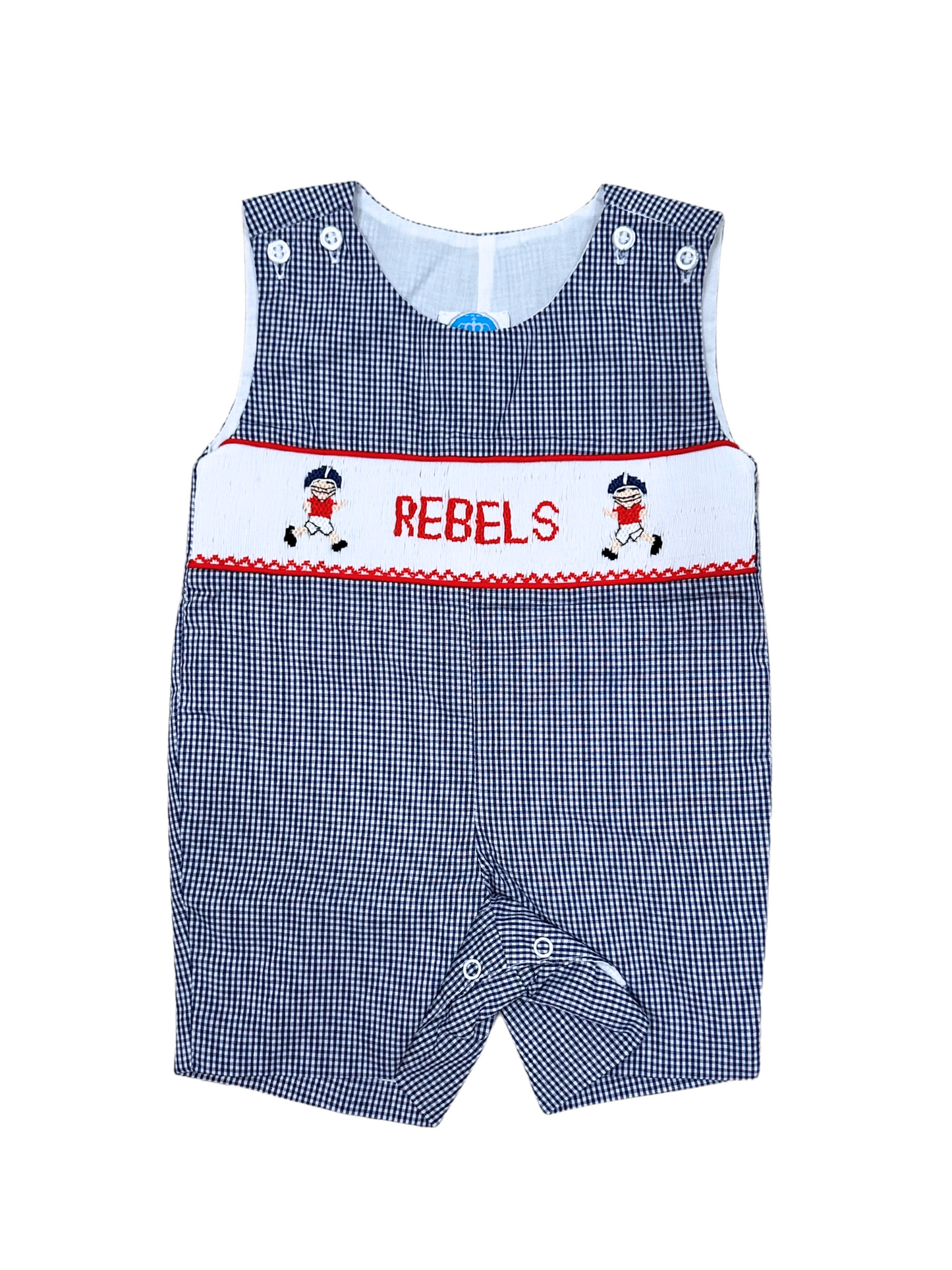 Navy Gingham Smock Football Jon Jon
