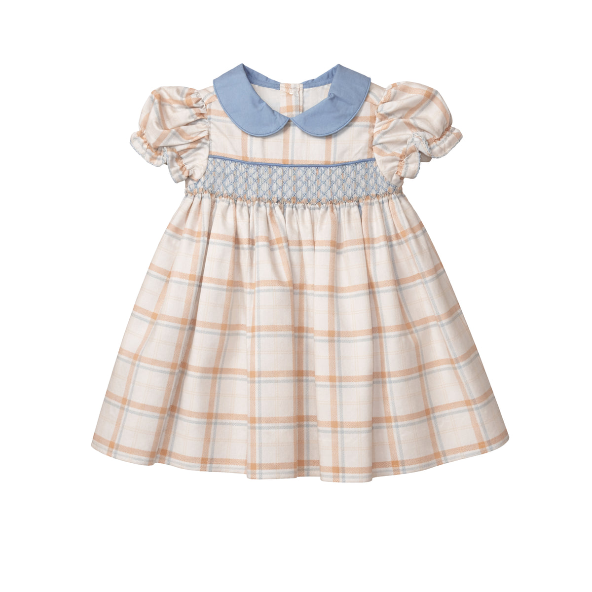 Cora Smocked Short Sleeve Dress, Aspen Plaid
