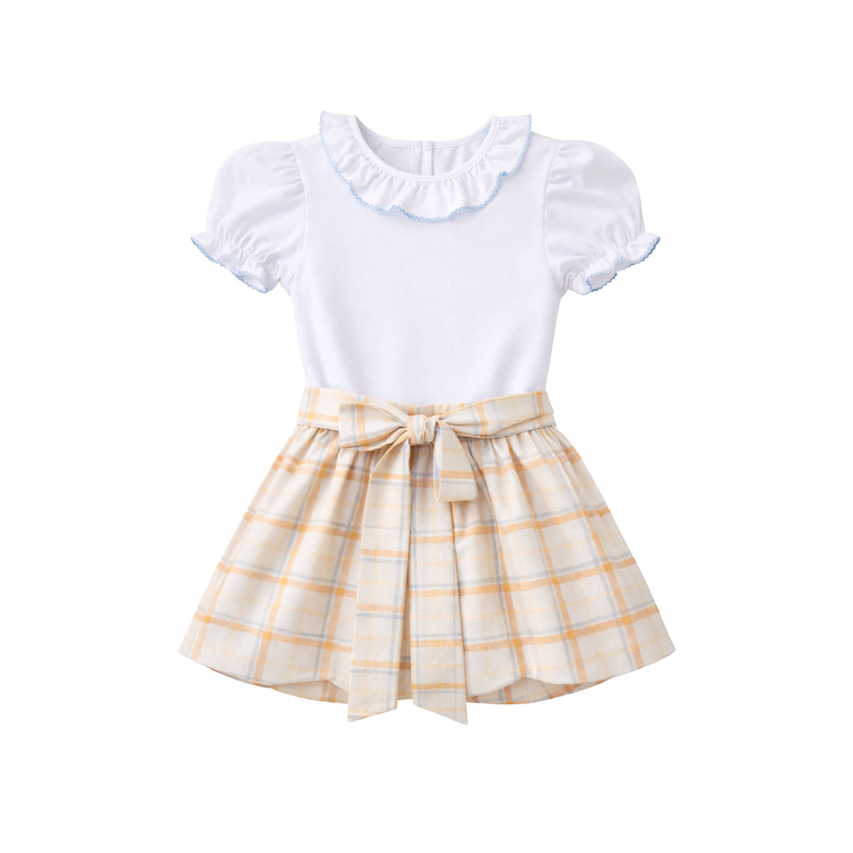 Madeline Scallop Skirt Set, Aspen Plaid
