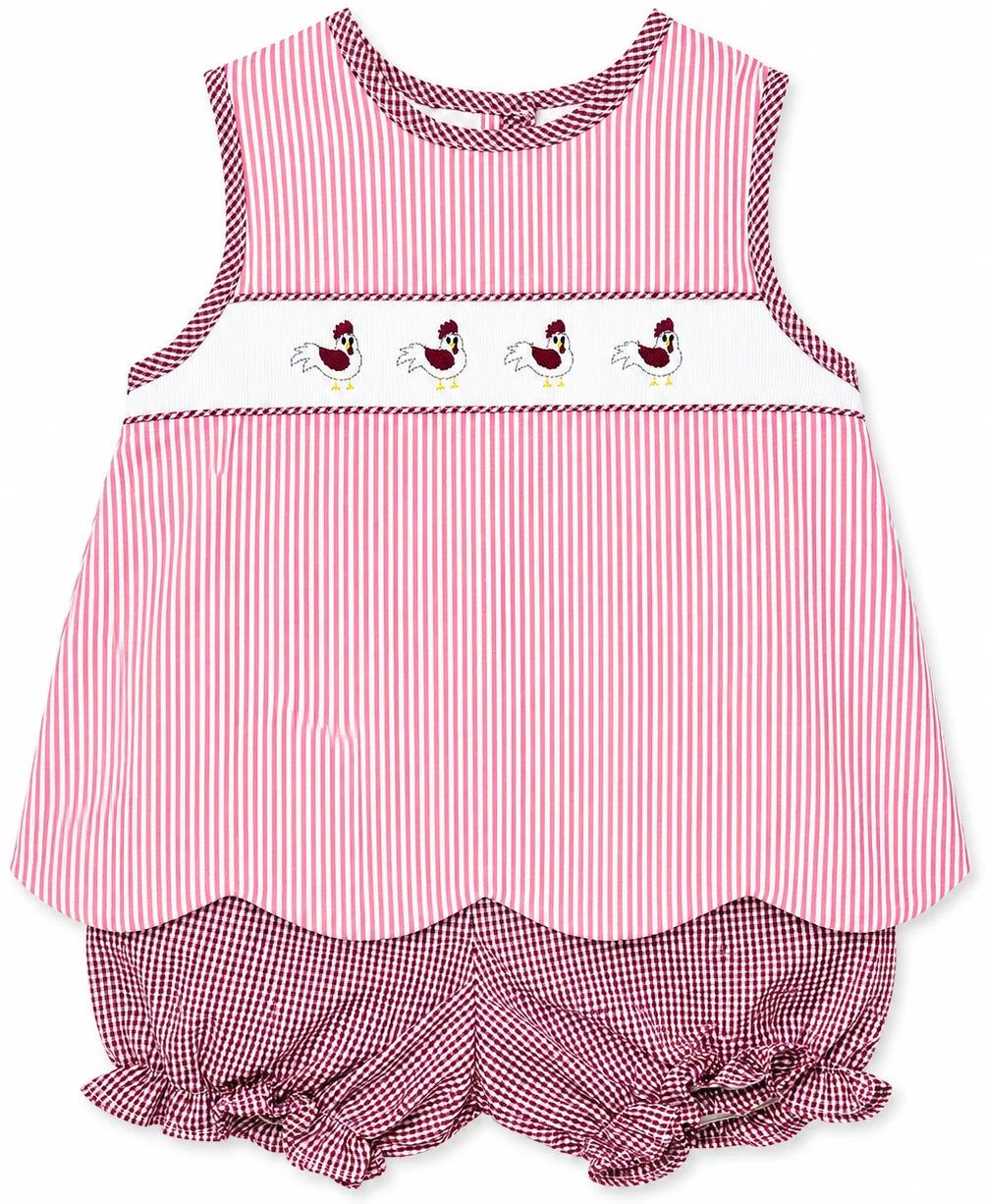 Elaine Scallop Bloomer Set, Garnet Gamecock Stripe