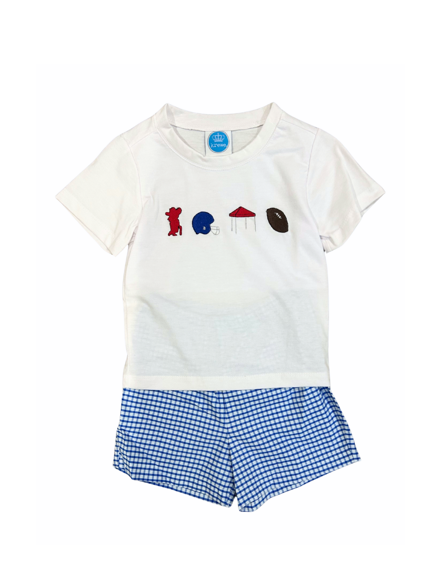 Blue Gingham Spirit Embroidered Short Set