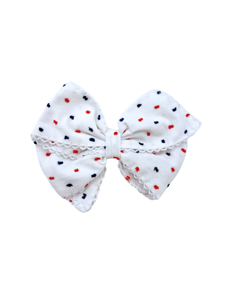 Red and Blue Swiss Dot Bow