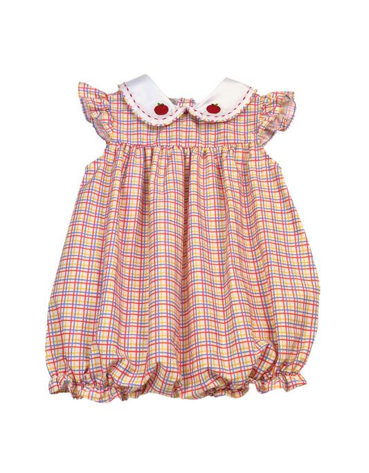 Primary Plaid Apple Girls Bubble
