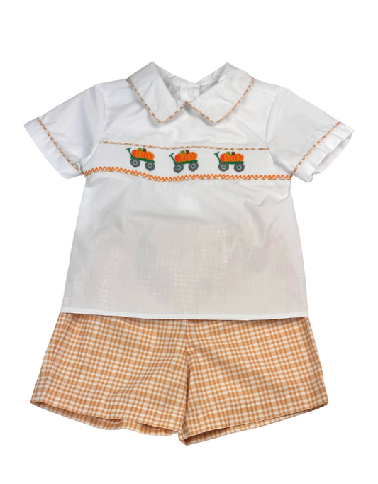 Pumpkin Smock Peter Pan Collar Short Set