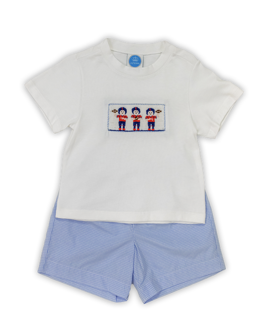 Blue Smocked Football Players Short Set