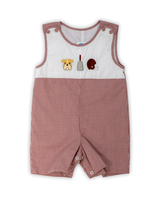 Maroon Gingham Spirit Embroidered Jon Jon