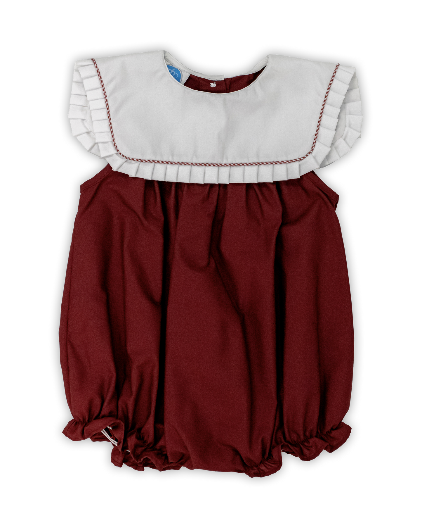 Maroon Bubble with White Ruffle Collar