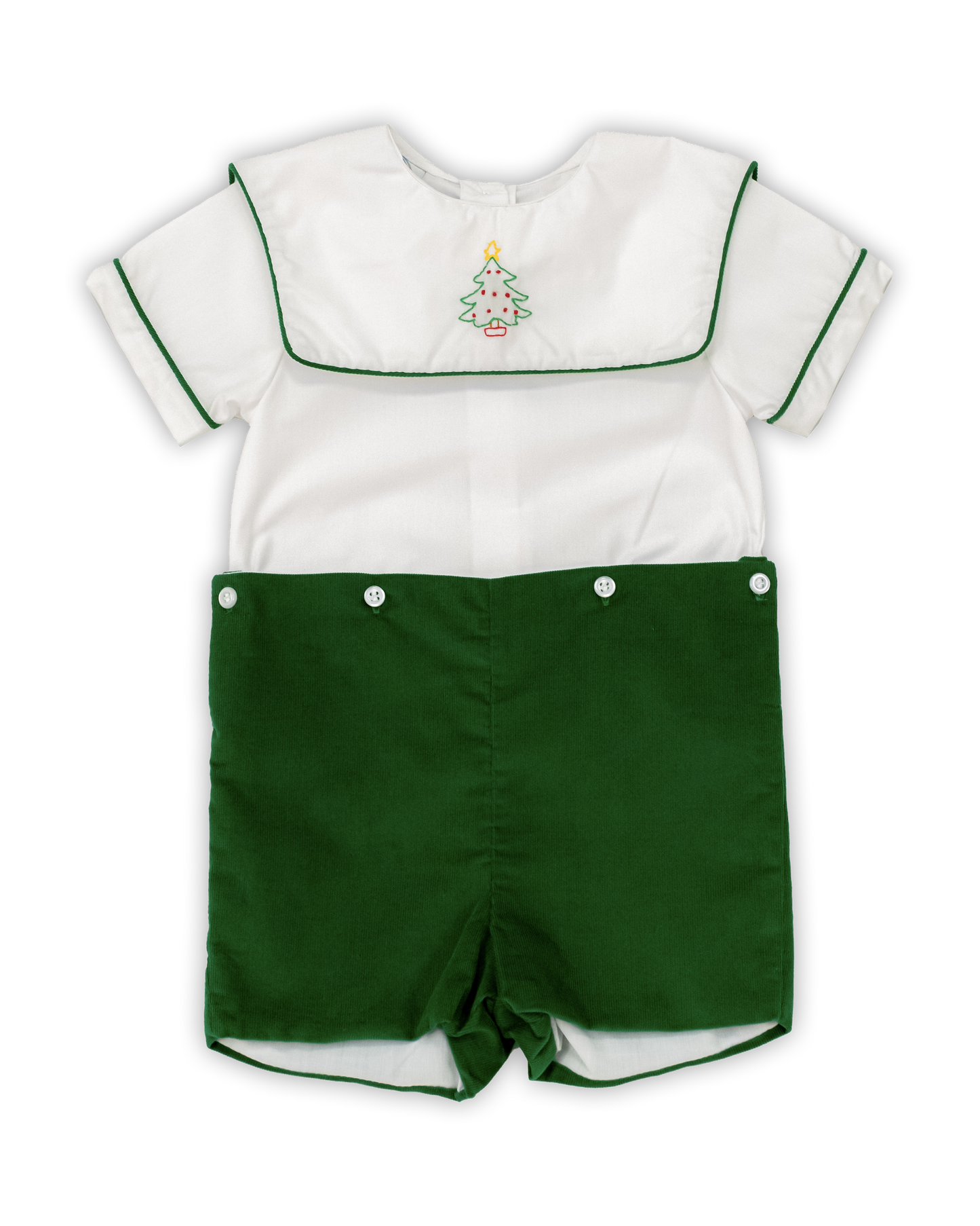 Green Cord Tree Button On Short Set