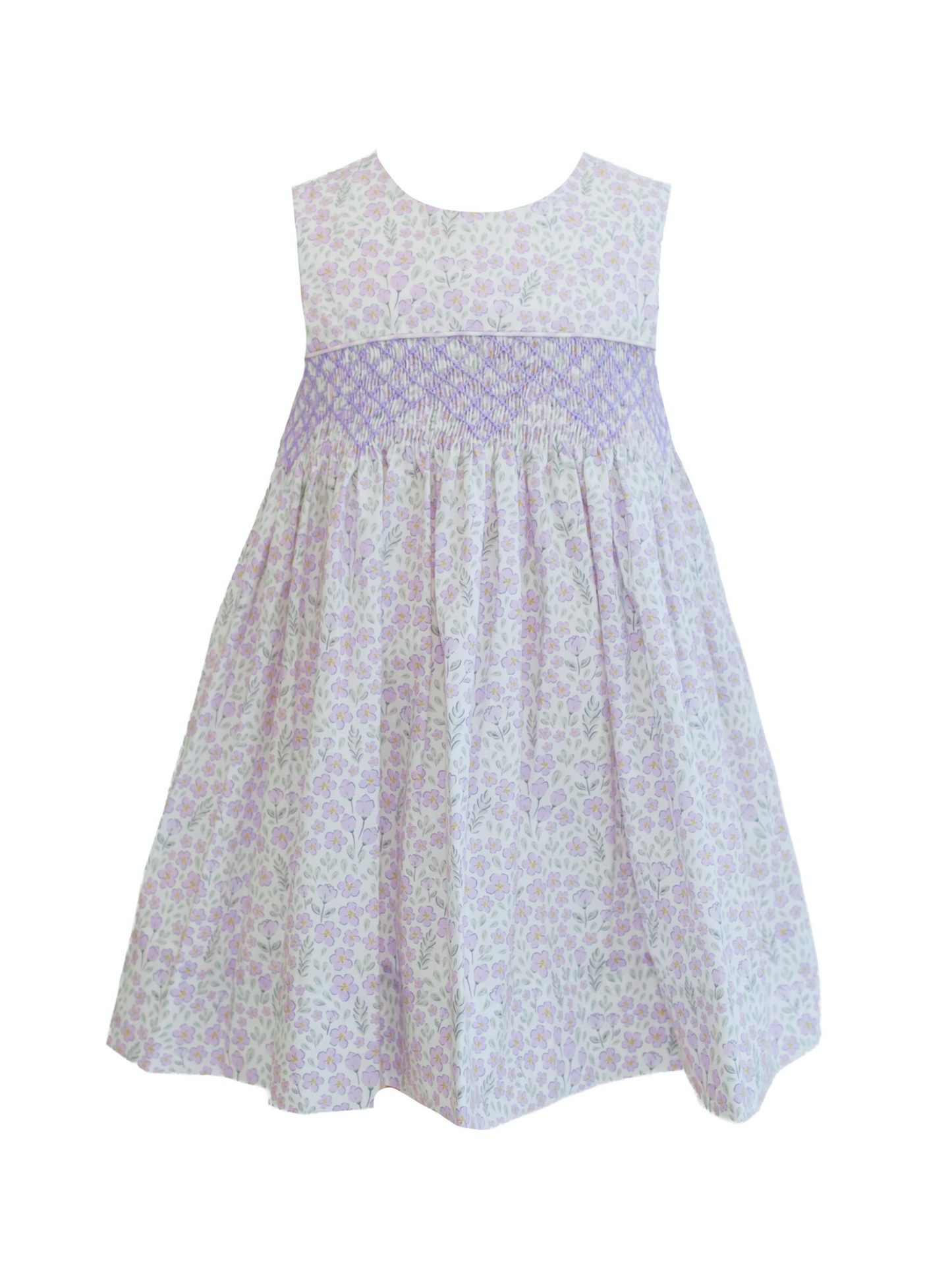 Avery Purple Floral Smocked Dress