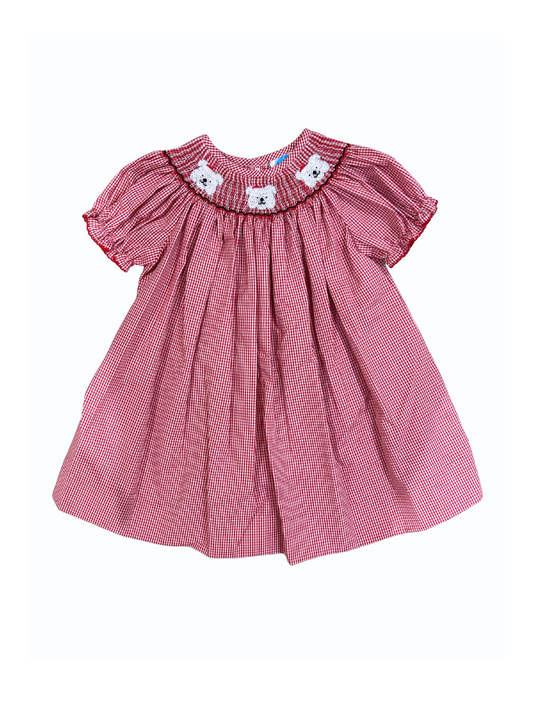 Red Bulldog Bishop Smock Dress