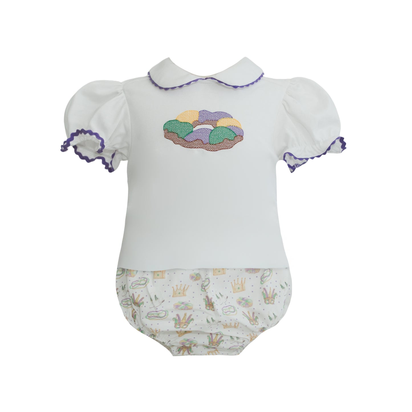 Tatum Mardi Gras Icons Print Girls Diaper Set