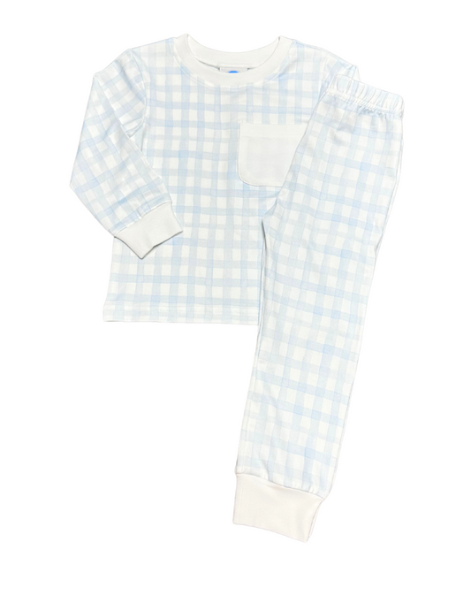 Watercolor Gingham Two Piece Pocket PJ Set