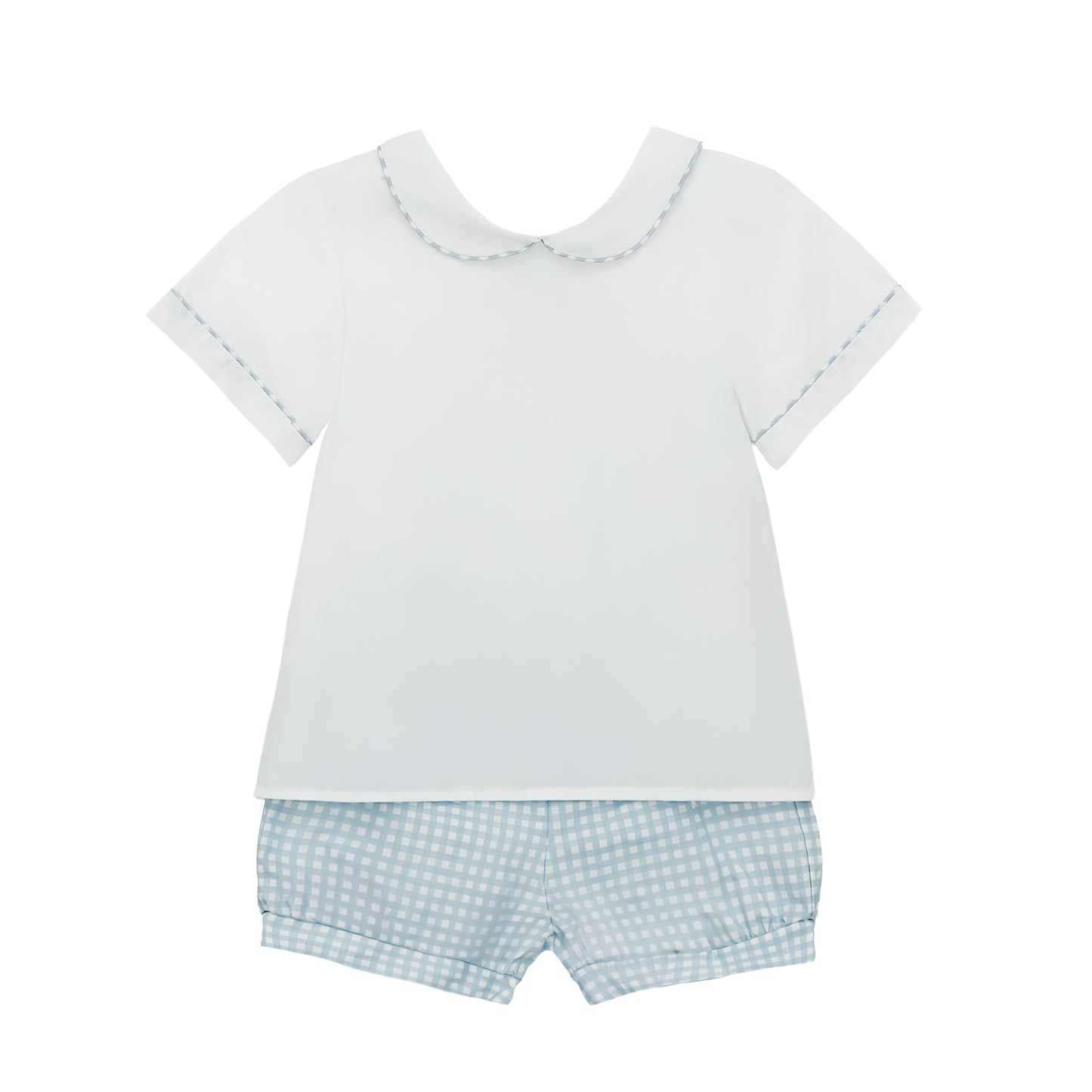 Peter Banded Short Set, Classic Blue Gingham