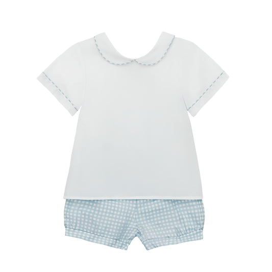 Peter Banded Short Set, Classic Blue Gingham
