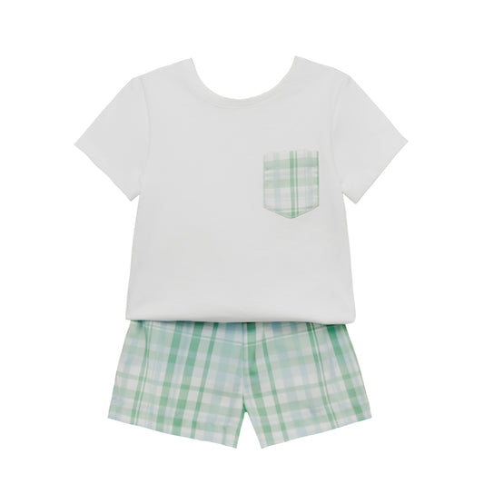Stephen Pocket Short Set, Springwater Plaid