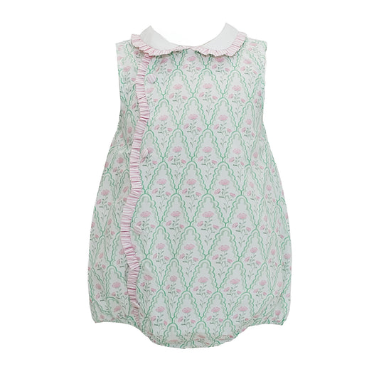 Claire Green and Pink Floral Scallop Bubble