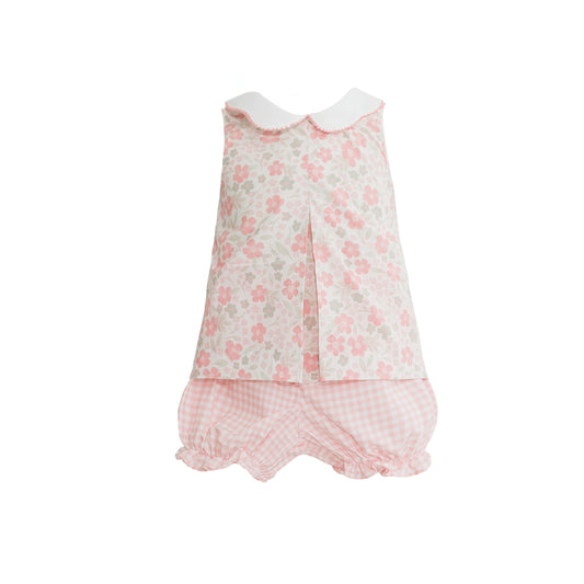 Miia Ditsy Peach Floral Pleat Bloomer Set