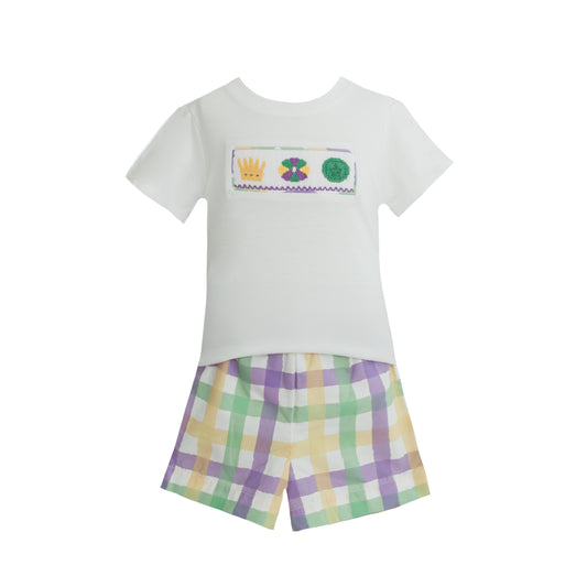 Ollie Plaid Mardi Gras Icons Short Set