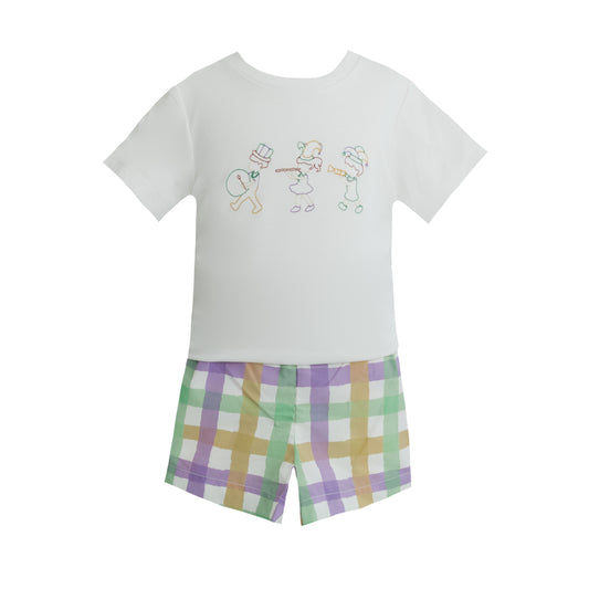 Tyler Embroidered Marching Band Plaid Short Set