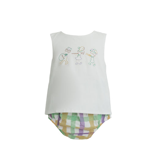 Ellis Embroidered Marching Band Mardi Gras Diaper Set