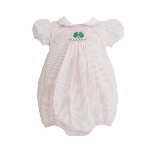 Ellen Smocked Clover Pink Seersucker Bubble