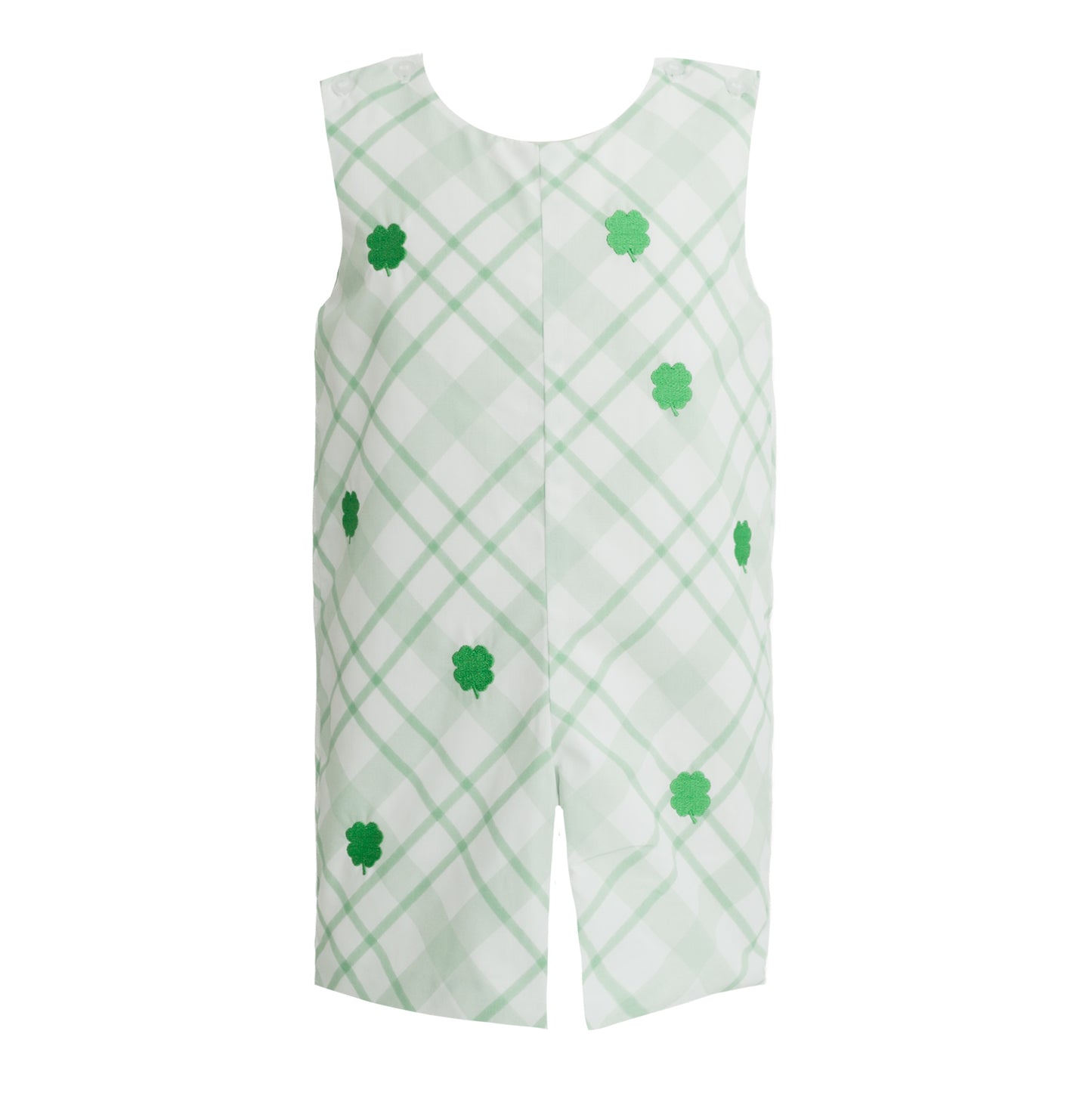 Elliott Embroidered Clover Green Plaid Jon Jon