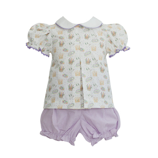 Isabelle Mardi Gras Icons Print Pleat Bloomer Set