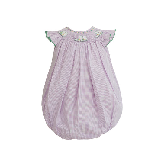 Eloise Purple Gingham Smocked Marching Boots Bishop Bubble