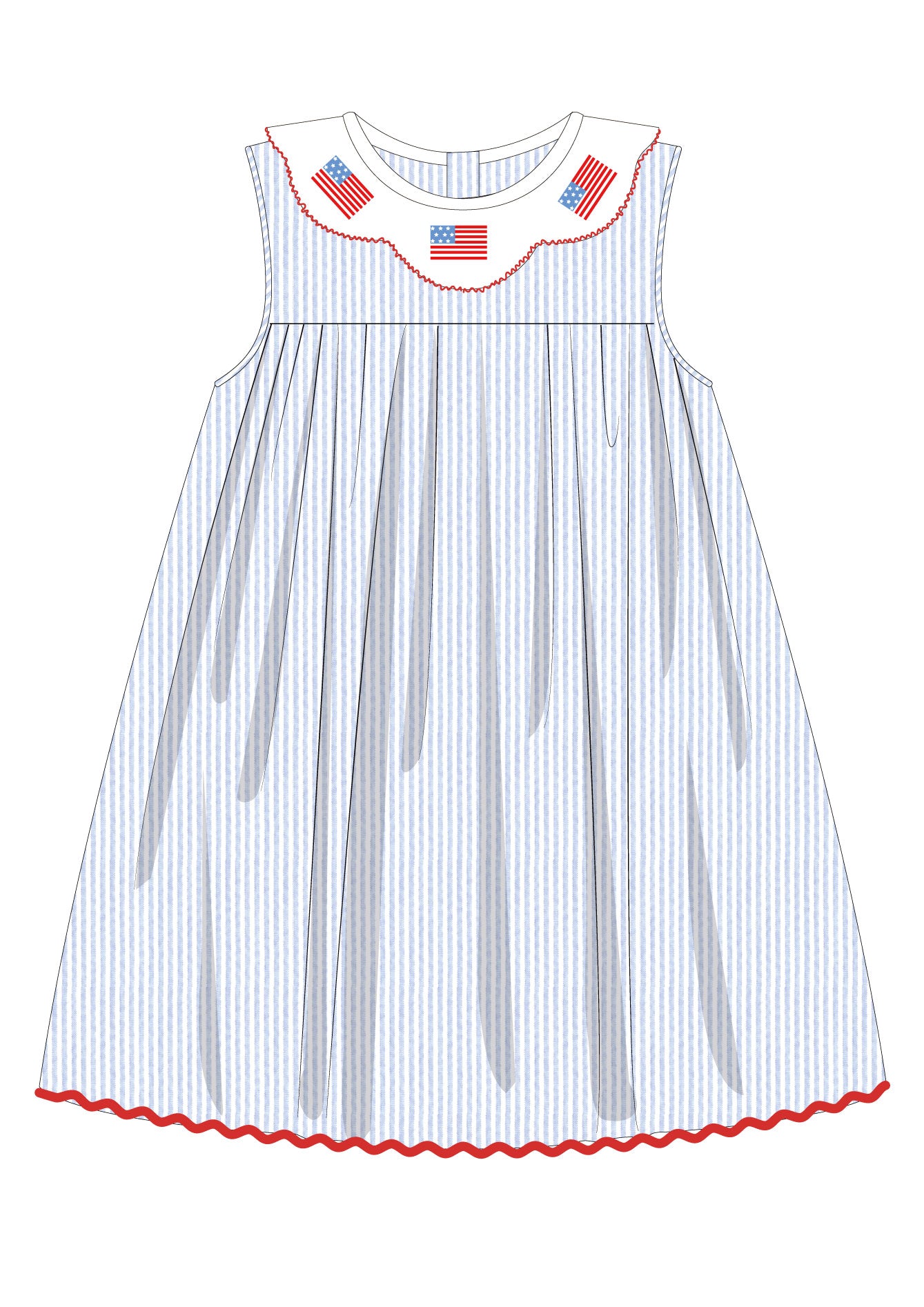 Gracie American Flag Scallop Collar Dress