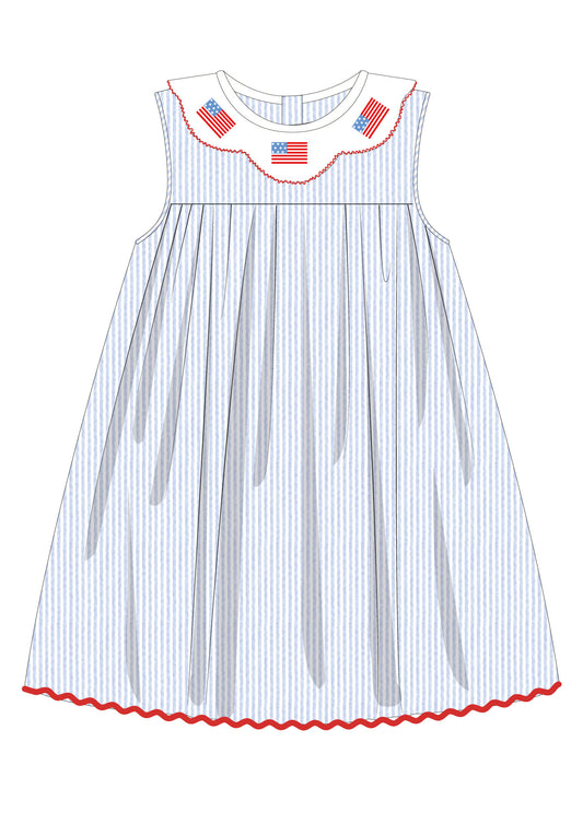Gracie American Flag Scallop Collar Dress
